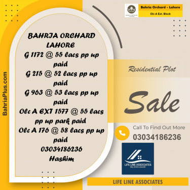 5 Marla Residential Plot for Sale in OLC-A Ext. Block -  Bahria Orchard, Lahore - (BP-267667)