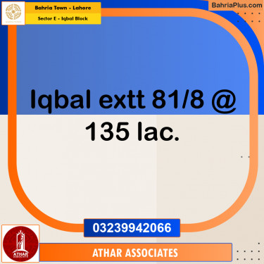 10 Marla Residential Plot for Sale in Sector E - Iqbal Block -  Bahria Town, Lahore - (BP-267675)