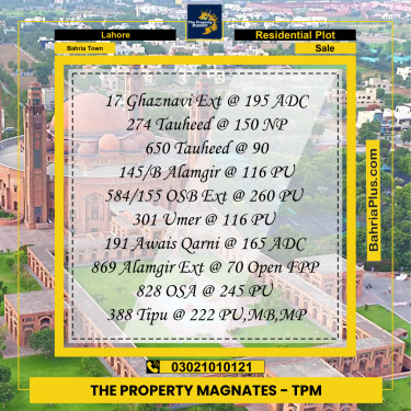 Residential Plot for Sale in Bahria Town, Lahore - (BP-267683)