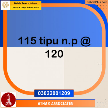 10 Marla Residential Plot for Sale in Sector F - Tipu Sultan Block -  Bahria Town, Lahore - (BP-267722)