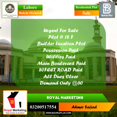 Residential Plot for Sale in Bahria Orchard, Lahore - (BP-267745)