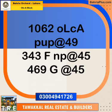 5 Marla Residential Plot for Sale in OLC-A Block -  Bahria Orchard, Lahore - (BP-267776)