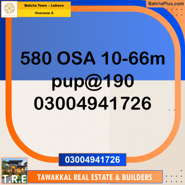 10 Marla Residential Plot for Sale in Overseas A -  Bahria Town, Lahore - (BP-267782)