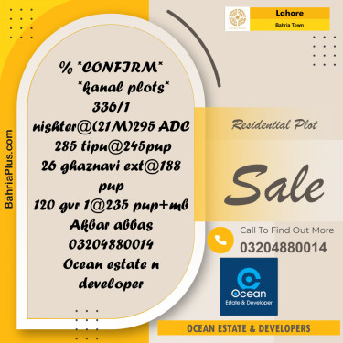 Residential Plot for Sale in Bahria Town, Lahore - (BP-267854)