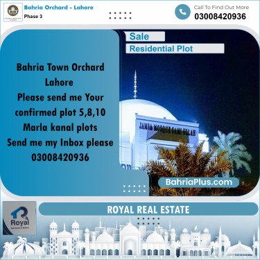 5 Marla Residential Plot for Sale in Phase 3 -  Bahria Orchard, Lahore - (BP-267864)