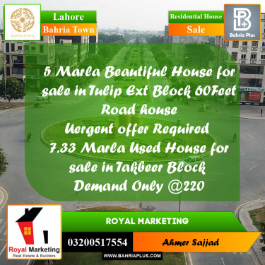 Residential House for Sale in Bahria Town, Lahore - (BP-267899)