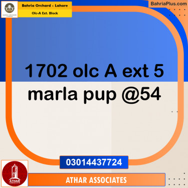 5 Marla Residential Plot for Sale in OLC-A Ext. Block -  Bahria Orchard, Lahore - (BP-267904)