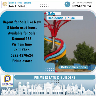 5 Marla Residential House for Sale in Sector D - AA Block -  Bahria Town, Lahore - (BP-267993)
