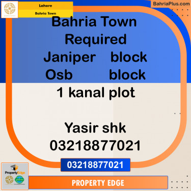Residential Plot for Sale in Bahria Town, Lahore - (BP-268025)