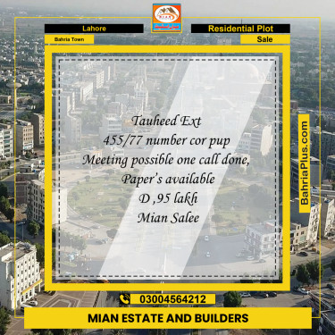 Residential Plot for Sale in Bahria Town, Lahore - (BP-268080)