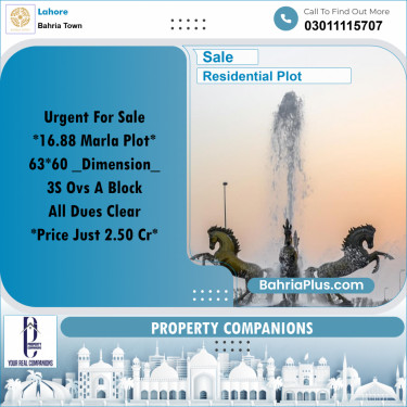 Residential Plot for Sale in Bahria Town, Lahore - (BP-268106)