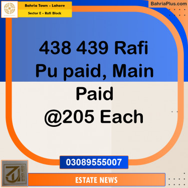 Residential Plot for Sale in Sector E - Rafi Block -  Bahria Town, Lahore - (BP-268128)
