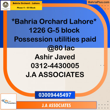 10 Marla Residential Plot for Sale in Phase 4 - G5 Block -  Bahria Orchard, Lahore - (BP-268162)