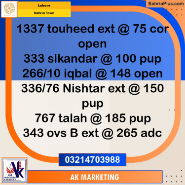 Residential Plot for Sale in Bahria Town, Lahore - (BP-268175)