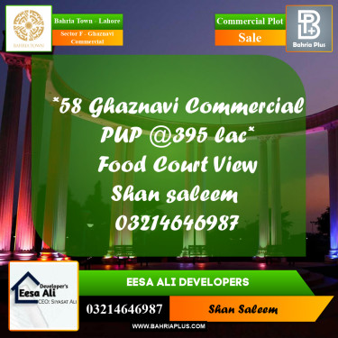 5 Marla Commercial Plot for Sale in Sector F - Ghaznavi Commercial -  Bahria Town, Lahore - (BP-268200)