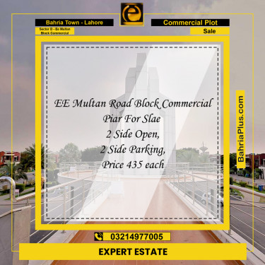 5.33 Marla Commercial Plot for Sale in Sector D - EE Multan Block Commercial -  Bahria Town, Lahore - (BP-268208)