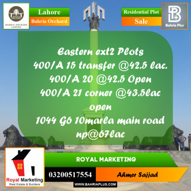 Residential Plot for Sale in Bahria Orchard, Lahore - (BP-268232)