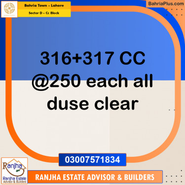 10 Marla Residential Plot for Sale in Sector D - CC Block -  Bahria Town, Lahore - (BP-268320)