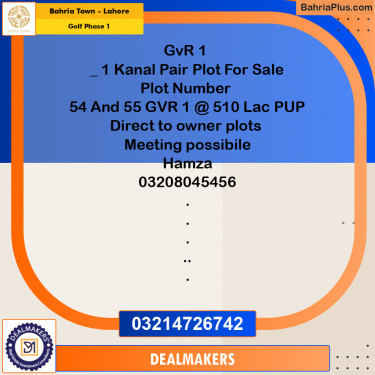 1 Kanal Residential Plot for Sale in Golf Phase 1 -  Bahria Town, Lahore - (BP-268339)