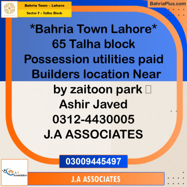10 Marla Residential Plot for Sale in Sector F - Talha Block -  Bahria Town, Lahore - (BP-268392)