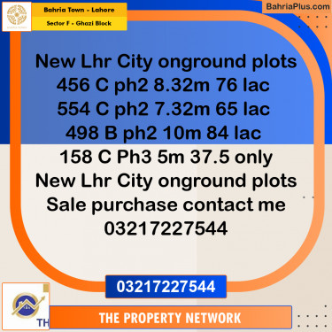 8.32 Marla Residential Plot for Sale in Sector F - Ghazi Block -  Bahria Town, Lahore - (BP-268408)