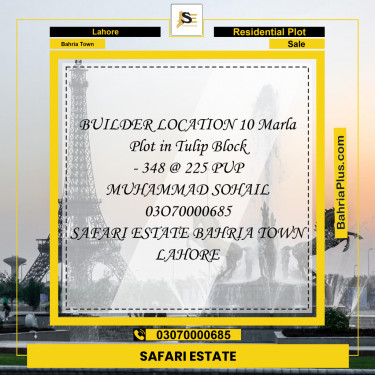 Residential Plot for Sale in Bahria Town, Lahore - (BP-268462)