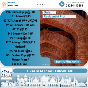 Residential Plot for Sale in Bahria Town, Lahore - (BP-268510)