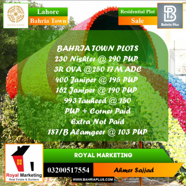 Residential Plot for Sale in Bahria Town, Lahore - (BP-268602)