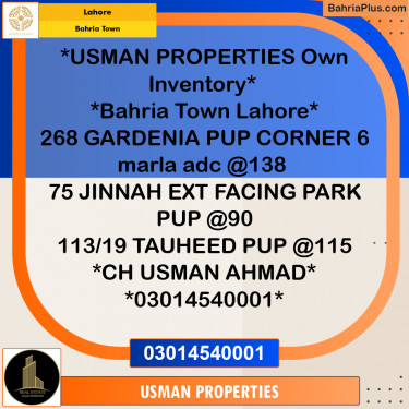 Residential Plot for Sale in Bahria Town, Lahore - (BP-268608)