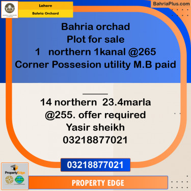 Residential Plot for Sale in Bahria Orchard, Lahore - (BP-268612)