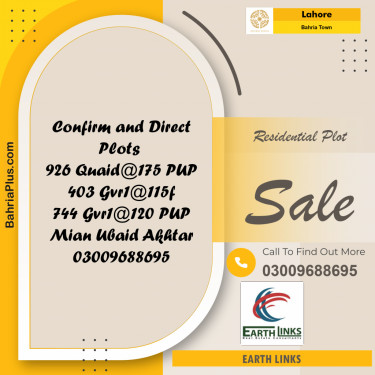 Residential Plot for Sale in Bahria Town, Lahore - (BP-268643)