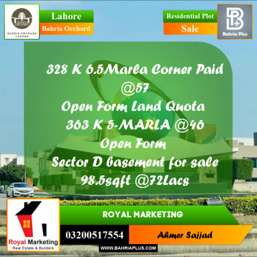 Residential Plot for Sale in Bahria Orchard, Lahore - (BP-268680)