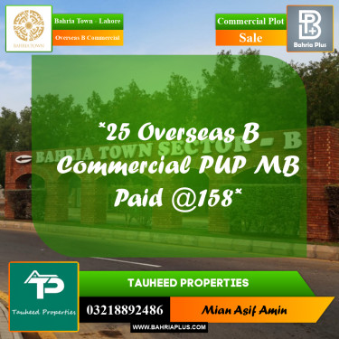 3 Marla Commercial Plot for Sale in Overseas B Commercial -  Bahria Town, Lahore - (BP-268721)