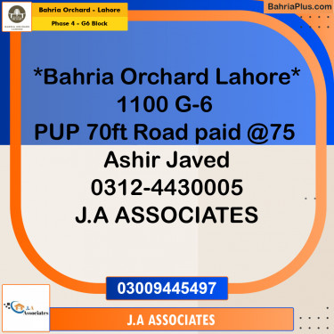 10 Marla Residential Plot for Sale in Phase 4 - G6 Block -  Bahria Orchard, Lahore - (BP-268734)