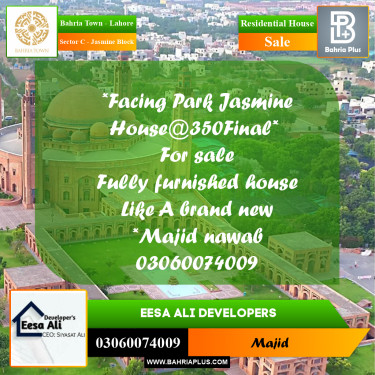Residential House for Sale in Sector C - Jasmine Block -  Bahria Town, Lahore - (BP-268745)