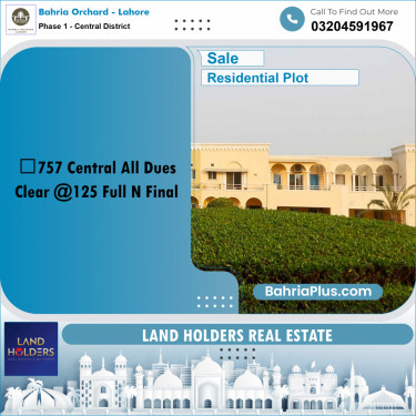 10 Marla Residential Plot for Sale in Phase 1 - Central District -  Bahria Orchard, Lahore - (BP-268748)