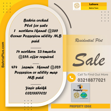 Residential Plot for Sale in Bahria Town, Lahore - (BP-268766)
