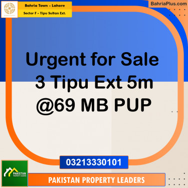 5 Marla Residential Plot for Sale in Sector F - Tipu Sultan Ext. -  Bahria Town, Lahore - (BP-268810)