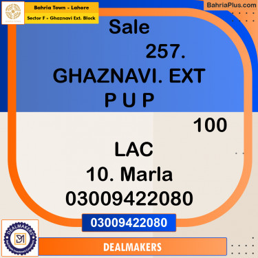 10 Marla Residential Plot for Sale in Sector F - Ghaznavi Ext. Block -  Bahria Town, Lahore - (BP-268851)
