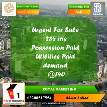 Residential Plot for Sale in Sector C - Iris Block -  Bahria Town, Lahore - (BP-268895)