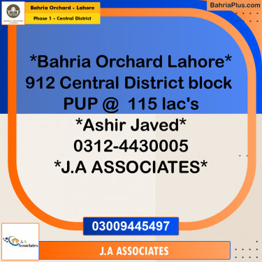 10 Marla Residential Plot for Sale in Phase 1 - Central District -  Bahria Orchard, Lahore - (BP-268960)