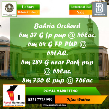 5 Marla Residential Plot for Sale in Bahria Orchard, Lahore - (BP-268980)