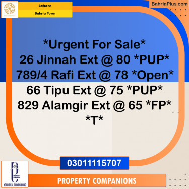 Residential Plot for Sale in Bahria Town, Lahore - (BP-269018)