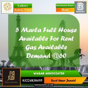 Residential House for Rent in Bahria Town, Lahore - (BP-269066)