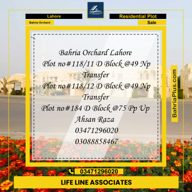 5 Marla Residential Plot for Sale in Bahria Orchard, Lahore - (BP-269067)