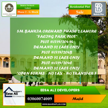 Residential Plot for Sale in Phase 2 - G Block -  Bahria Orchard, Lahore - (BP-269105)