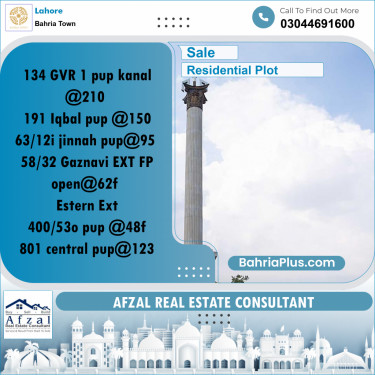 Residential Plot for Sale in Bahria Town, Lahore - (BP-269180)