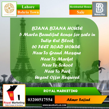 Residential House for Sale in Bahria Town, Lahore - (BP-269212)