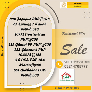 Residential Plot for Sale in Bahria Town, Lahore - (BP-269278)