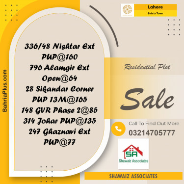 Residential Plot for Sale in Bahria Town, Lahore - (BP-269280)